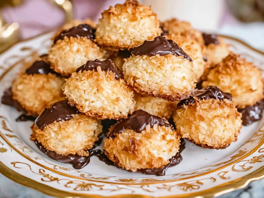 Chocolate Dipped Coconut Macaroons