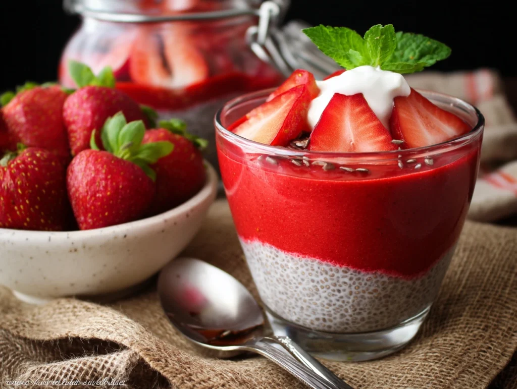 Strawberries and Cream Chia Pudding