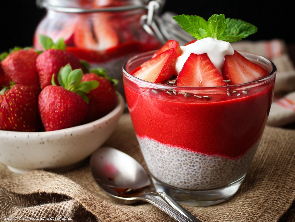 Strawberries and Cream Chia Pudding
