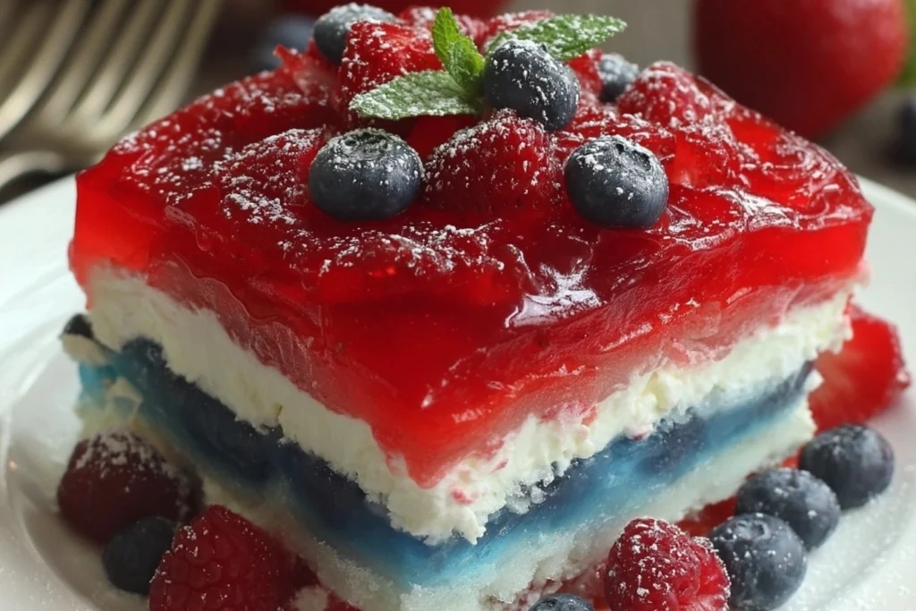 summer berry jello lasagna