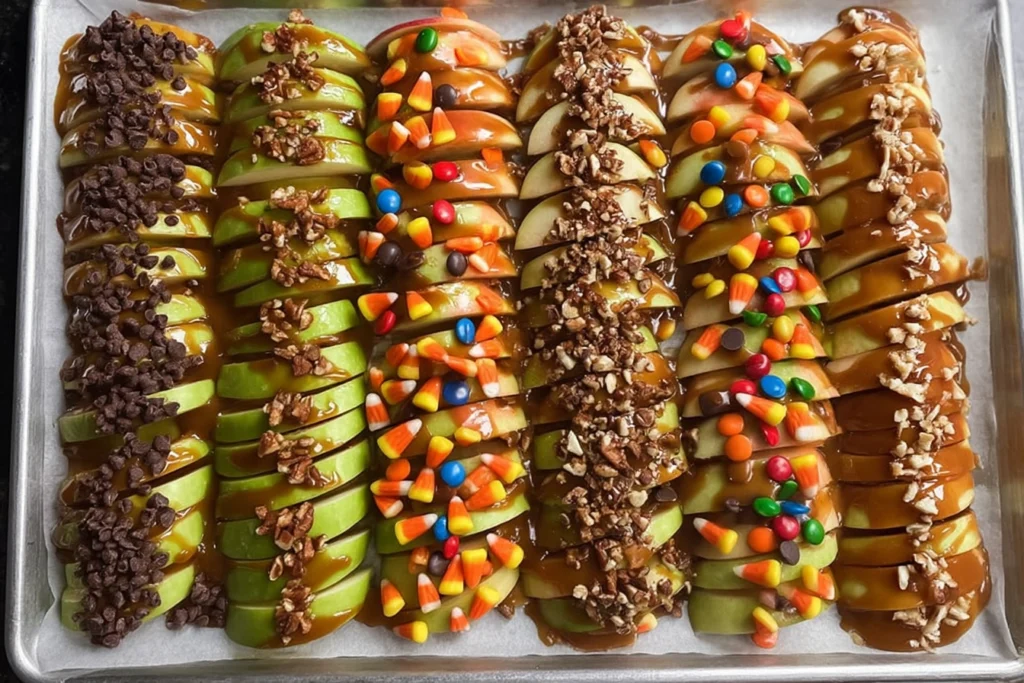 sheet pan caramel apples