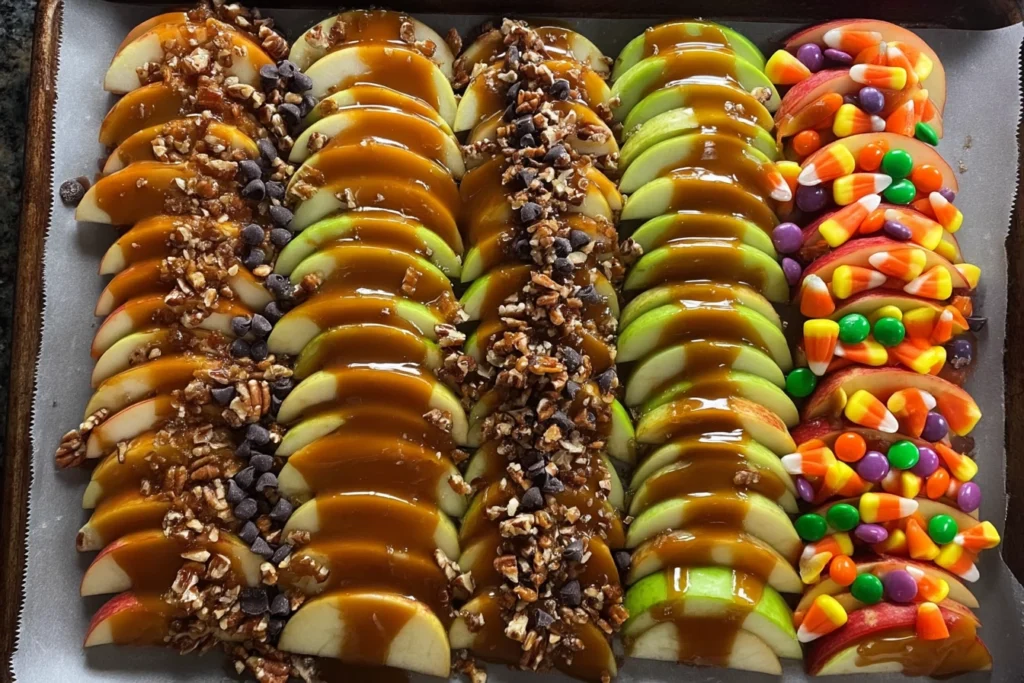 sheet pan caramel apples