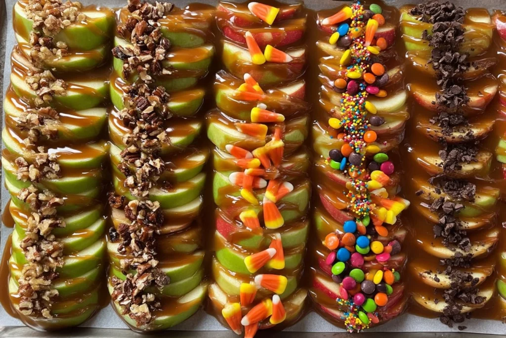 sheet pan caramel apples
