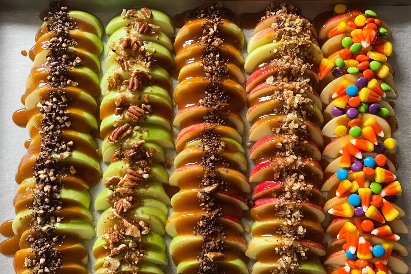 sheet pan caramel apples