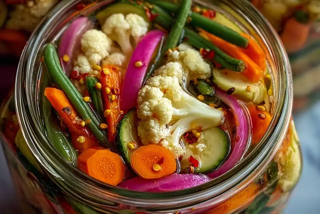 Crunchy Tangy Refrigerator Pickled Vegetables