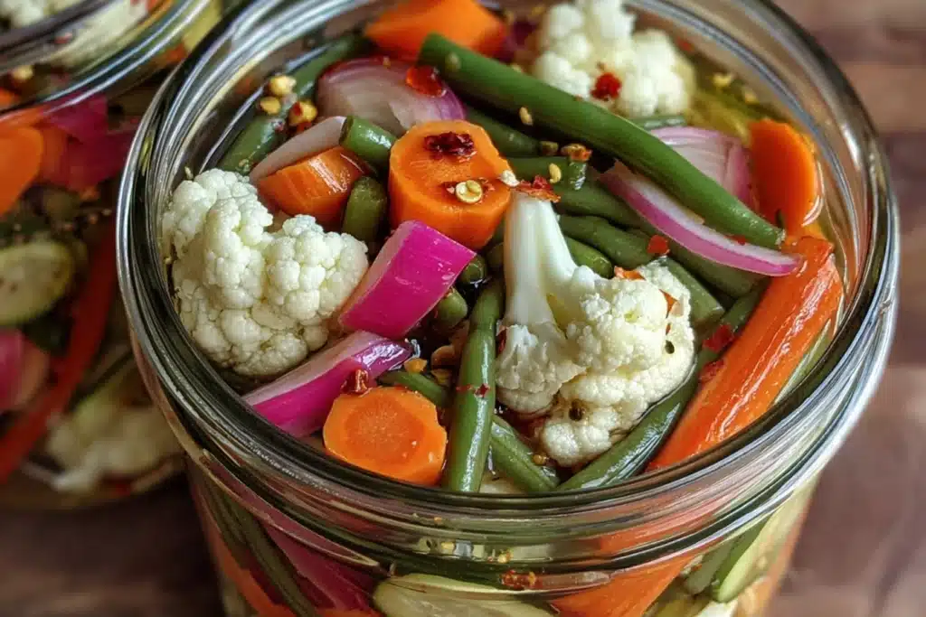 Crunchy Tangy Refrigerator Pickled Vegetables