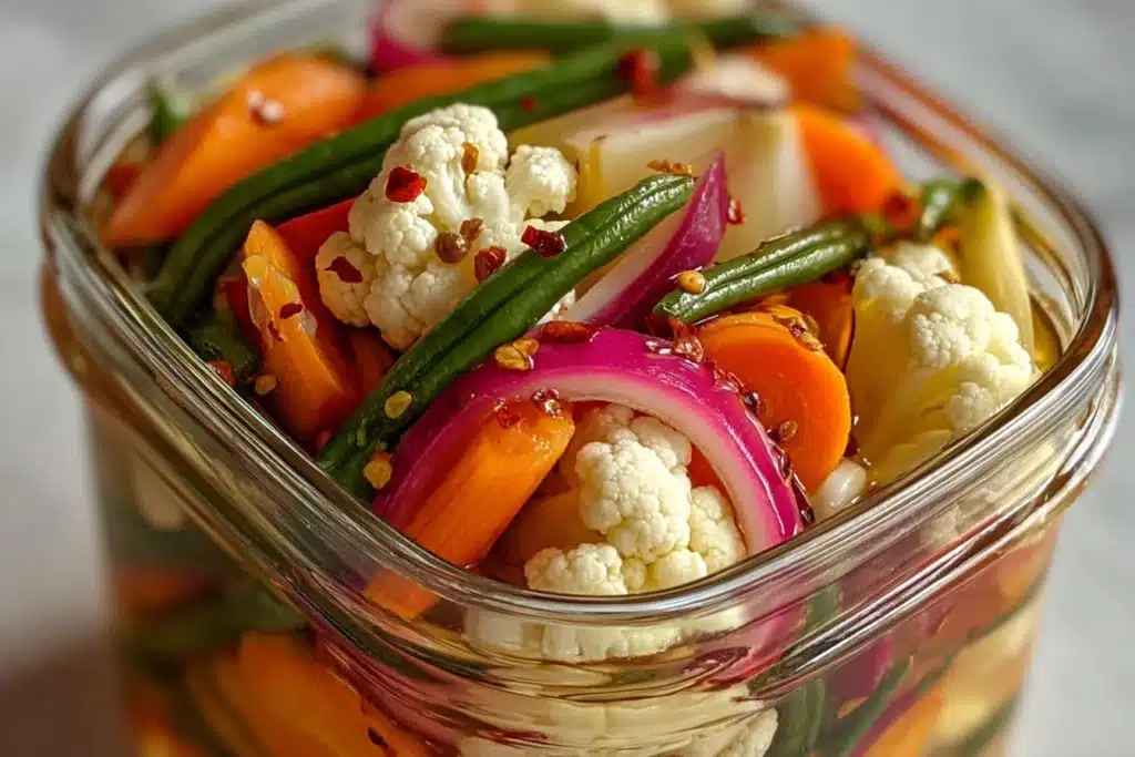 Crunchy Tangy Refrigerator Pickled Vegetables
