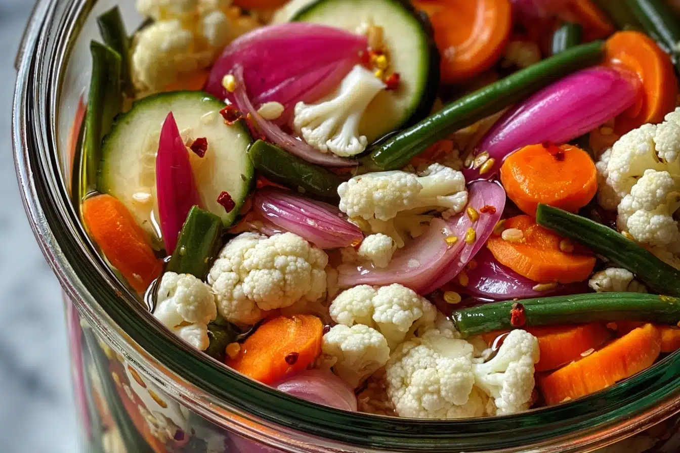 Crunchy Tangy Refrigerator Pickled Vegetables