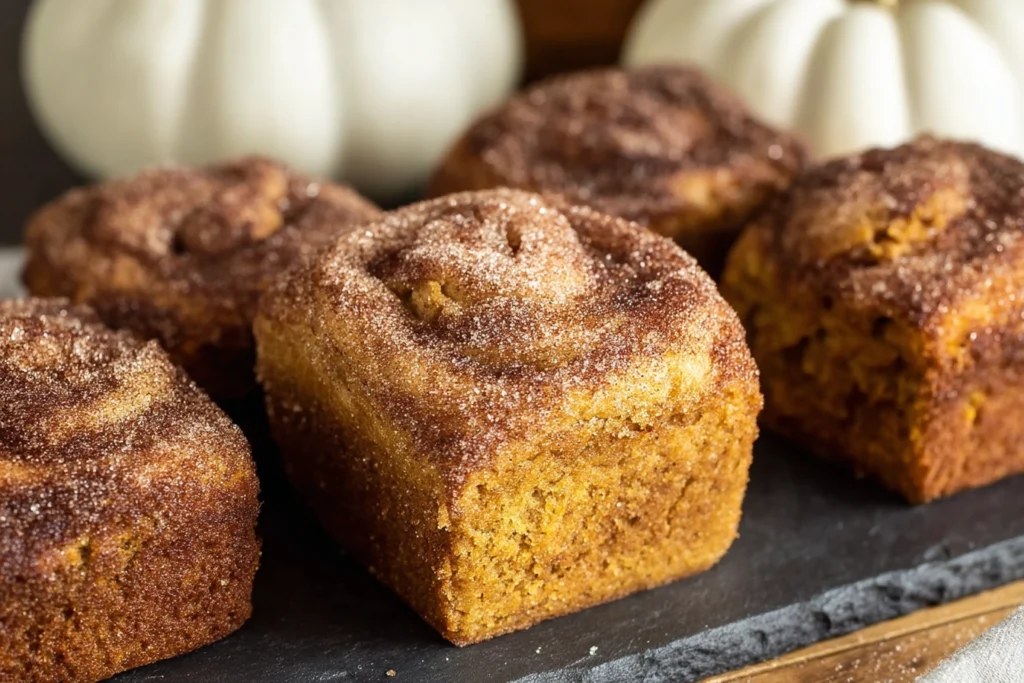 mini pumpkin bread with cinnamon swirl