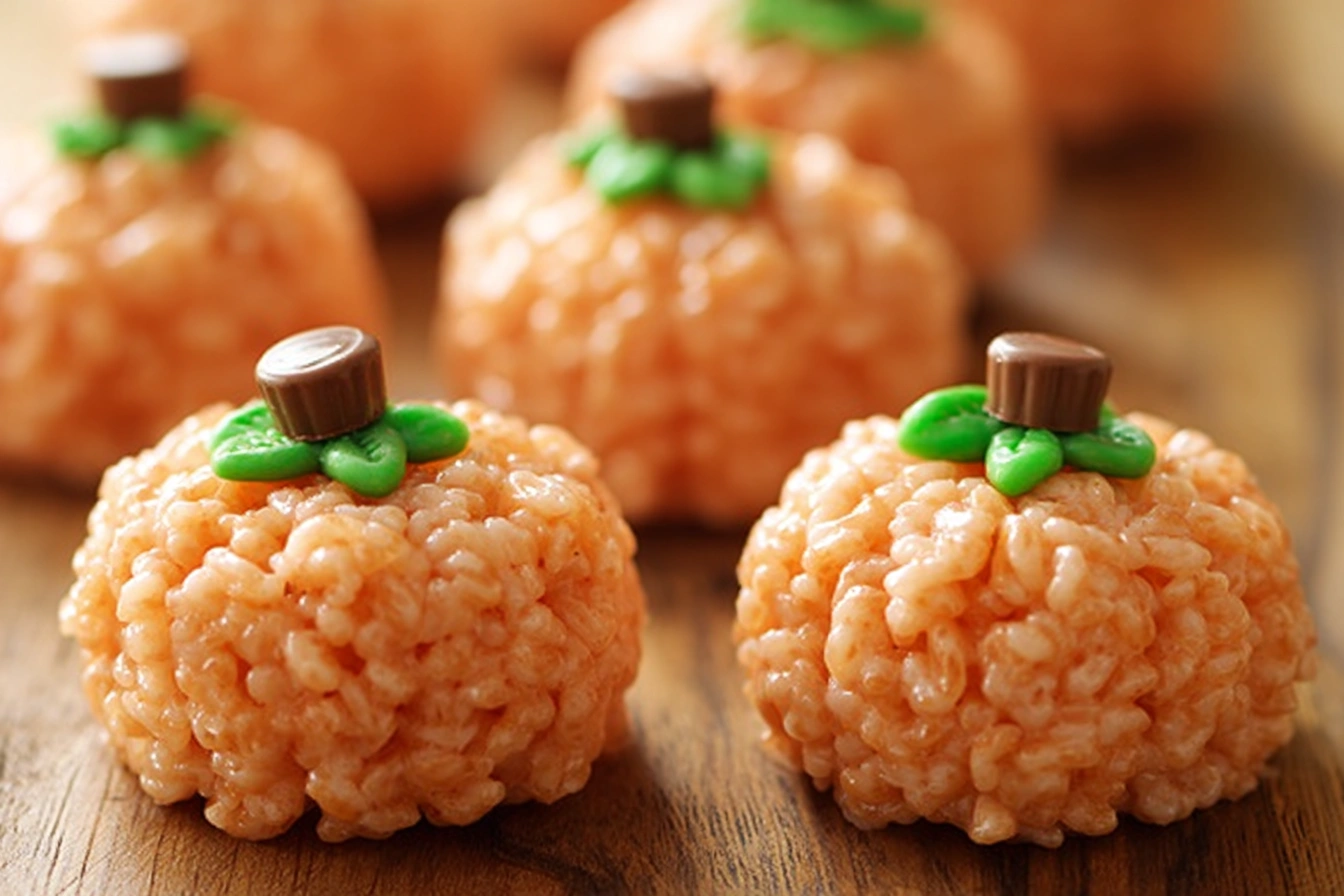 Rice Krispie treat pumpkins