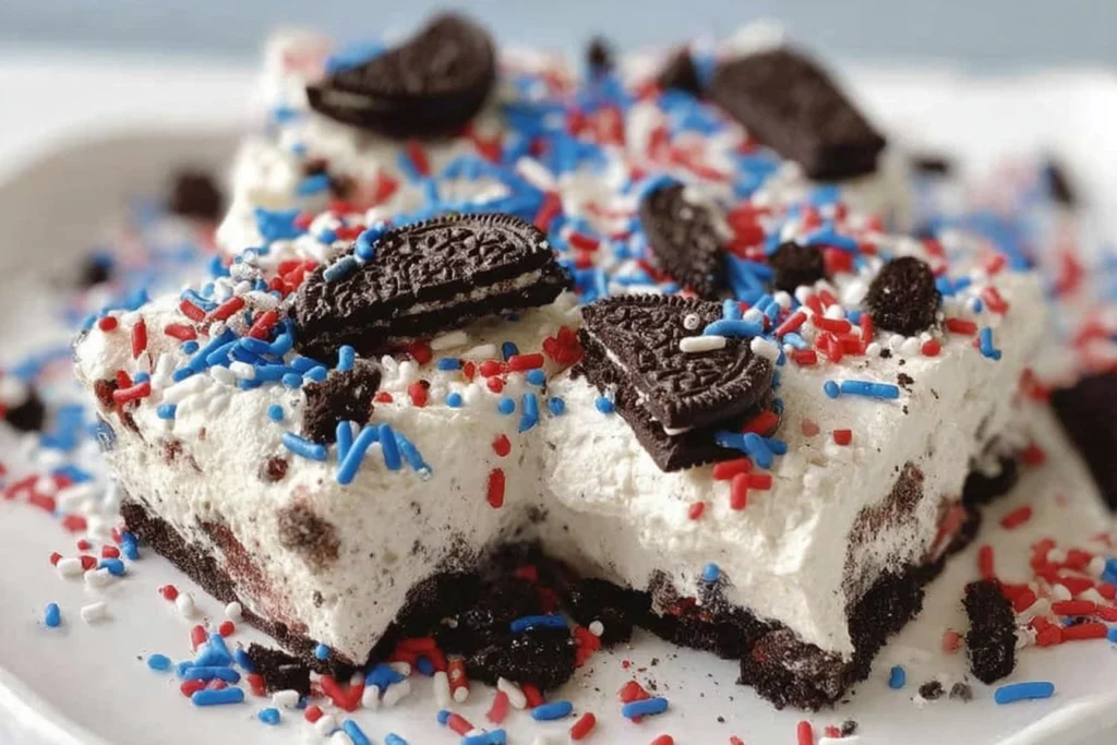no bake fireworks Oreo cheesecake
