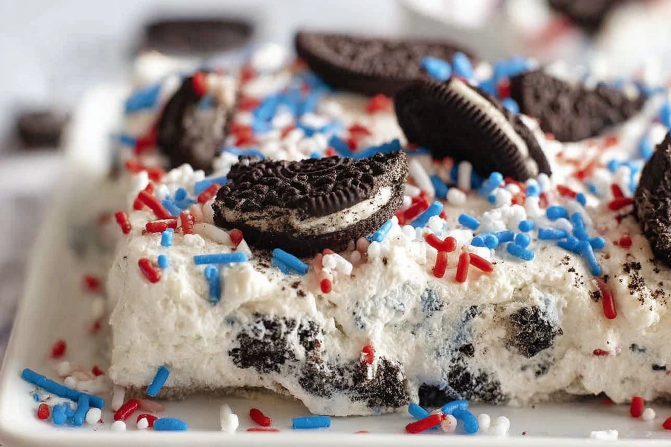 no bake fireworks Oreo cheesecake