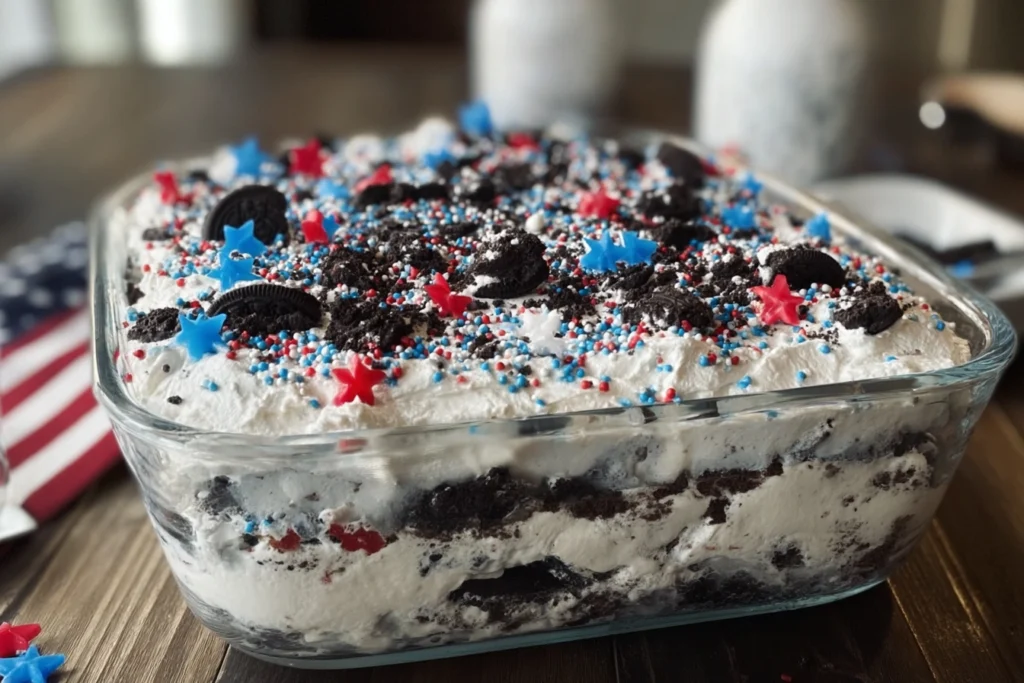 No Bake Fireworks Oreo Cheesecake Bars