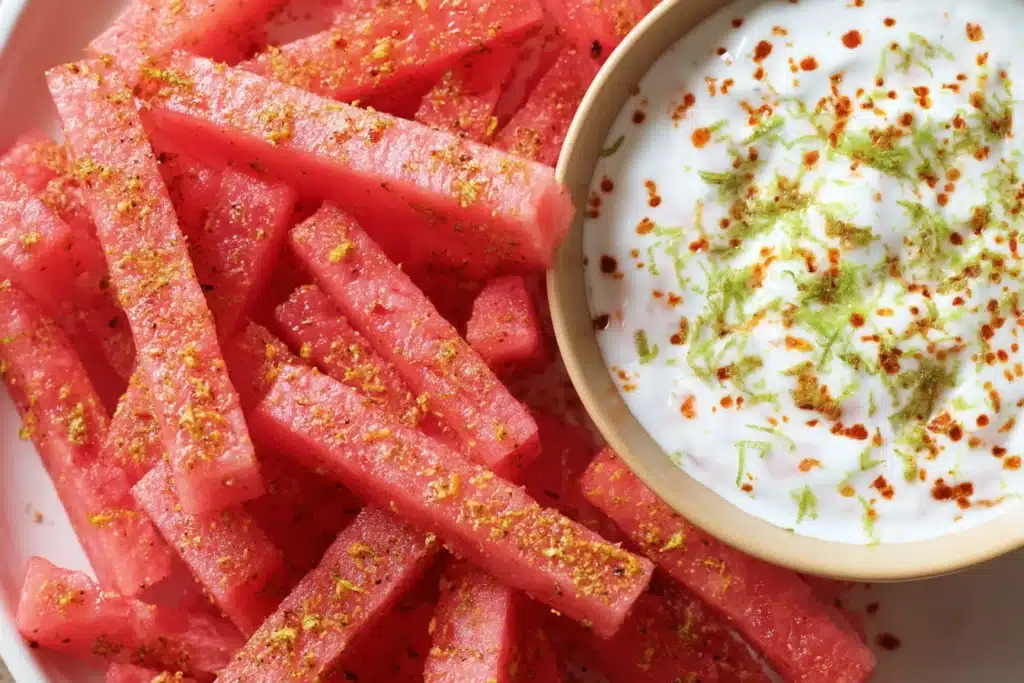 Watermelon Fries with Coconut Lime Dip