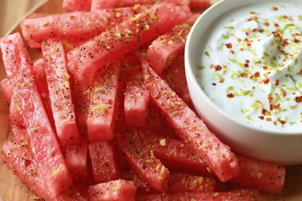 Watermelon Fries with Coconut Lime Dip