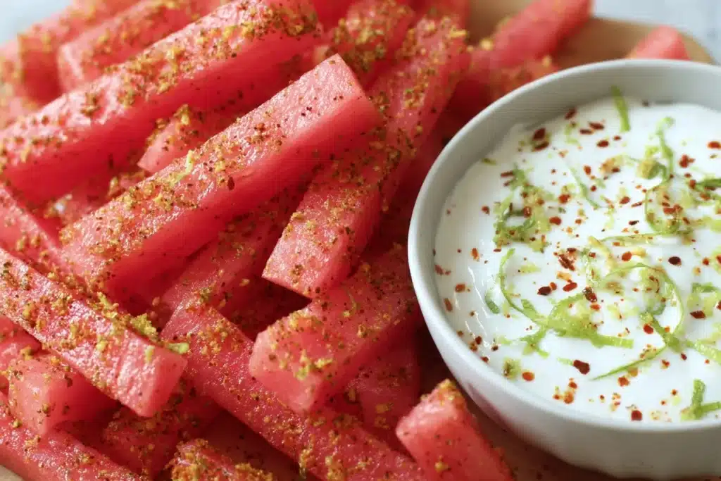 Watermelon Fries with Coconut Lime Dip