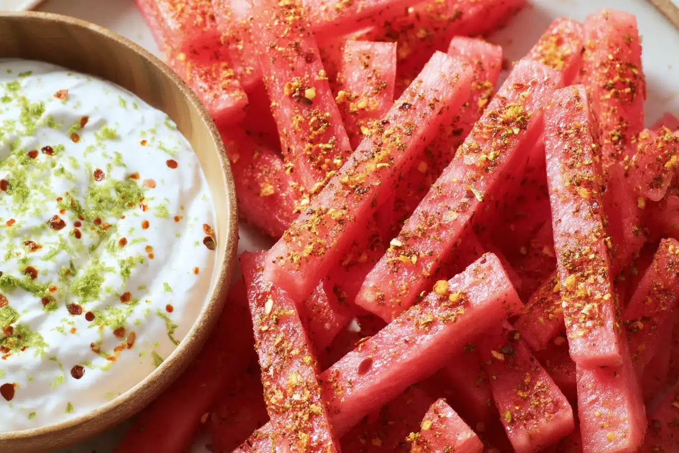 watermelon fries with coconut lime dip